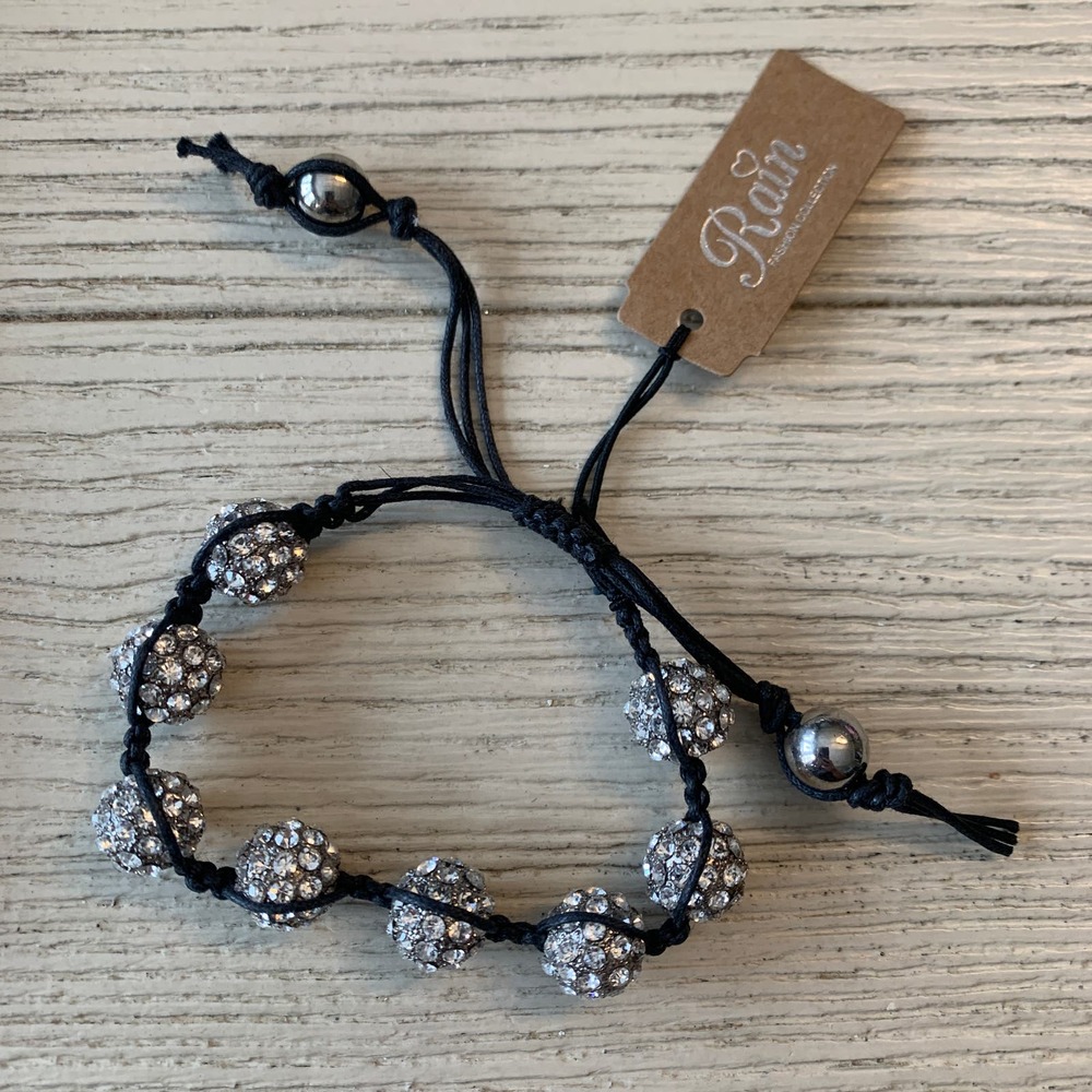 Rain‎ silver toned rhinestone adjustable bracelet